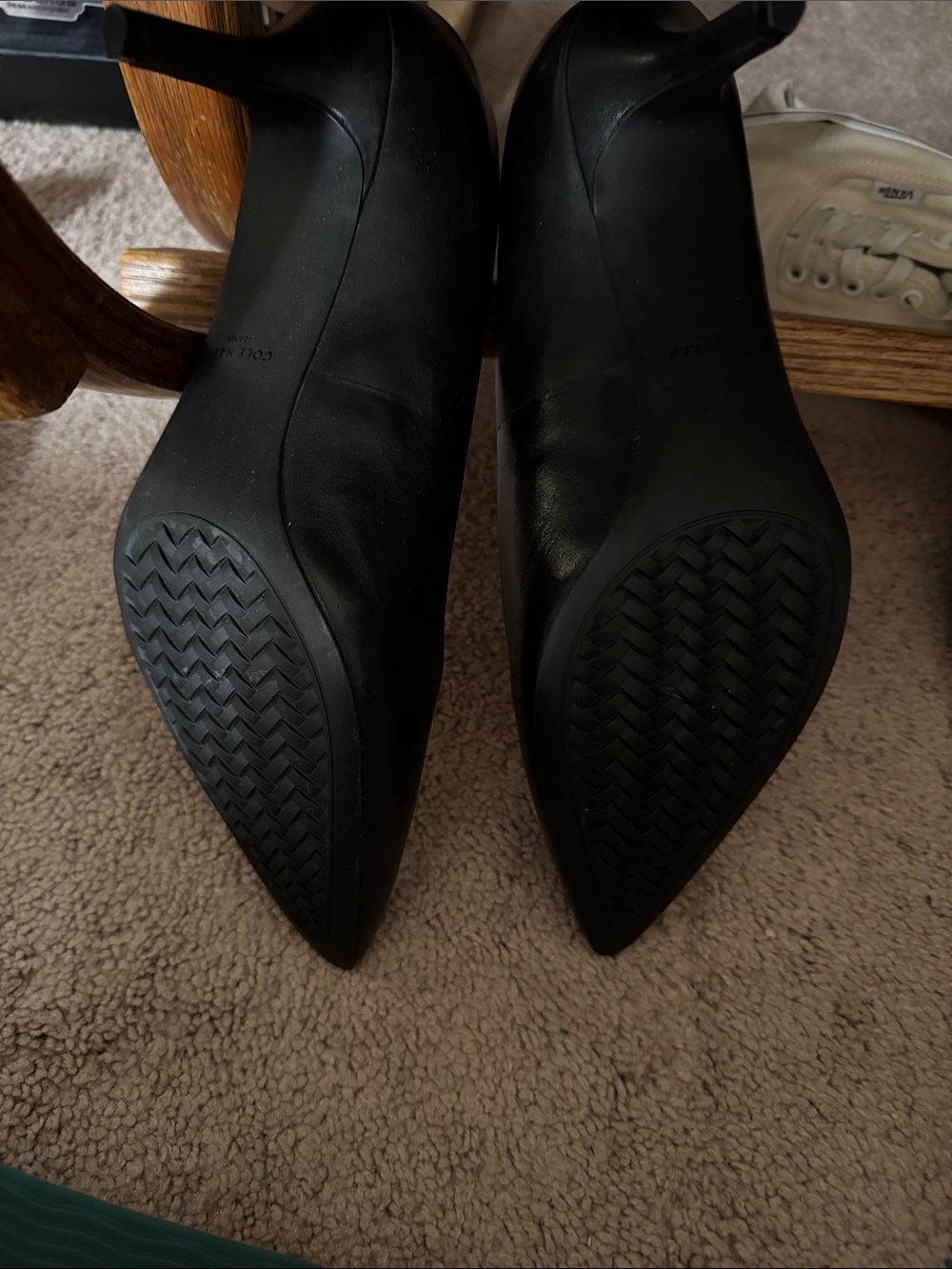 Cole Haan Black Pointed-Toe Leather Heels - Picture 3 of 3